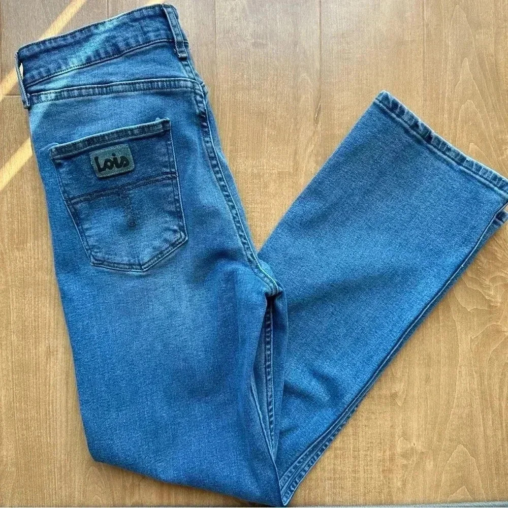 Lois Medium Wash River High Retro Straight Jeans, Size 31" L-32